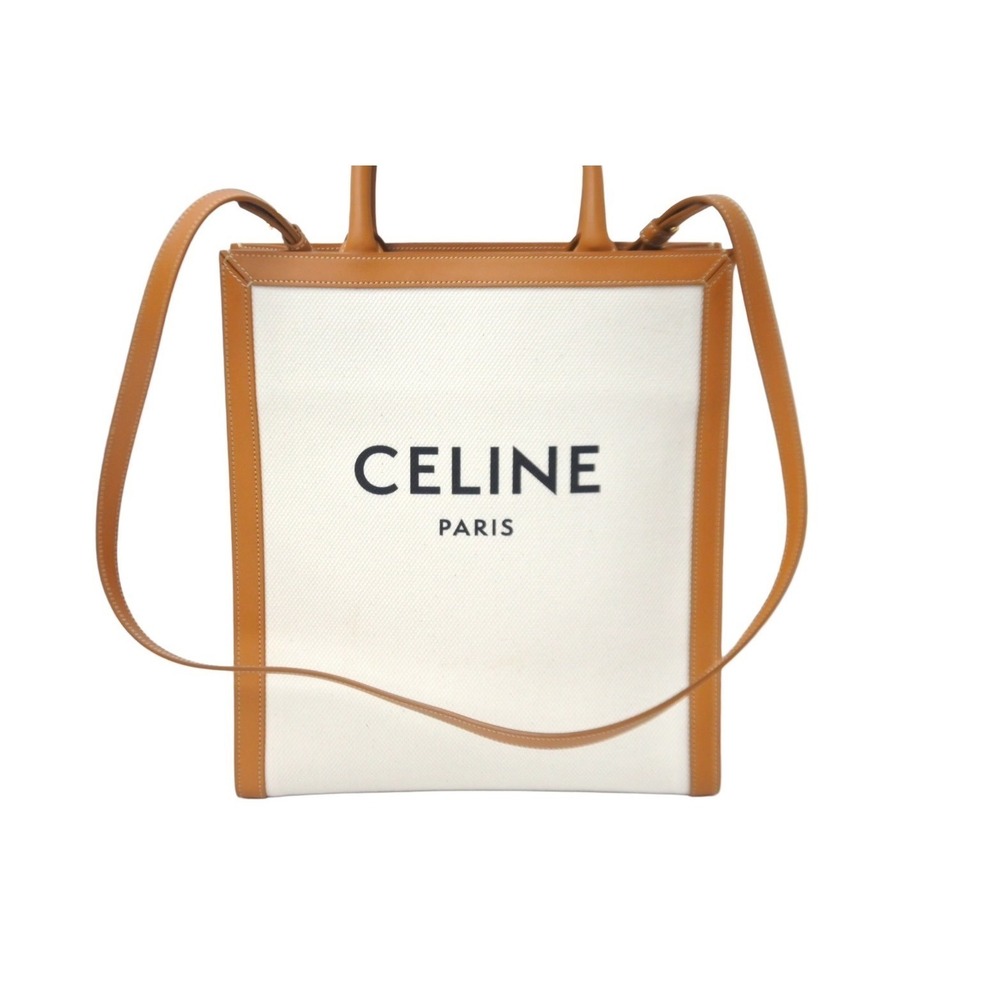 CELINE Vertical Cabas Tote Bag Natural Tan Brown - Picture 2 of 10